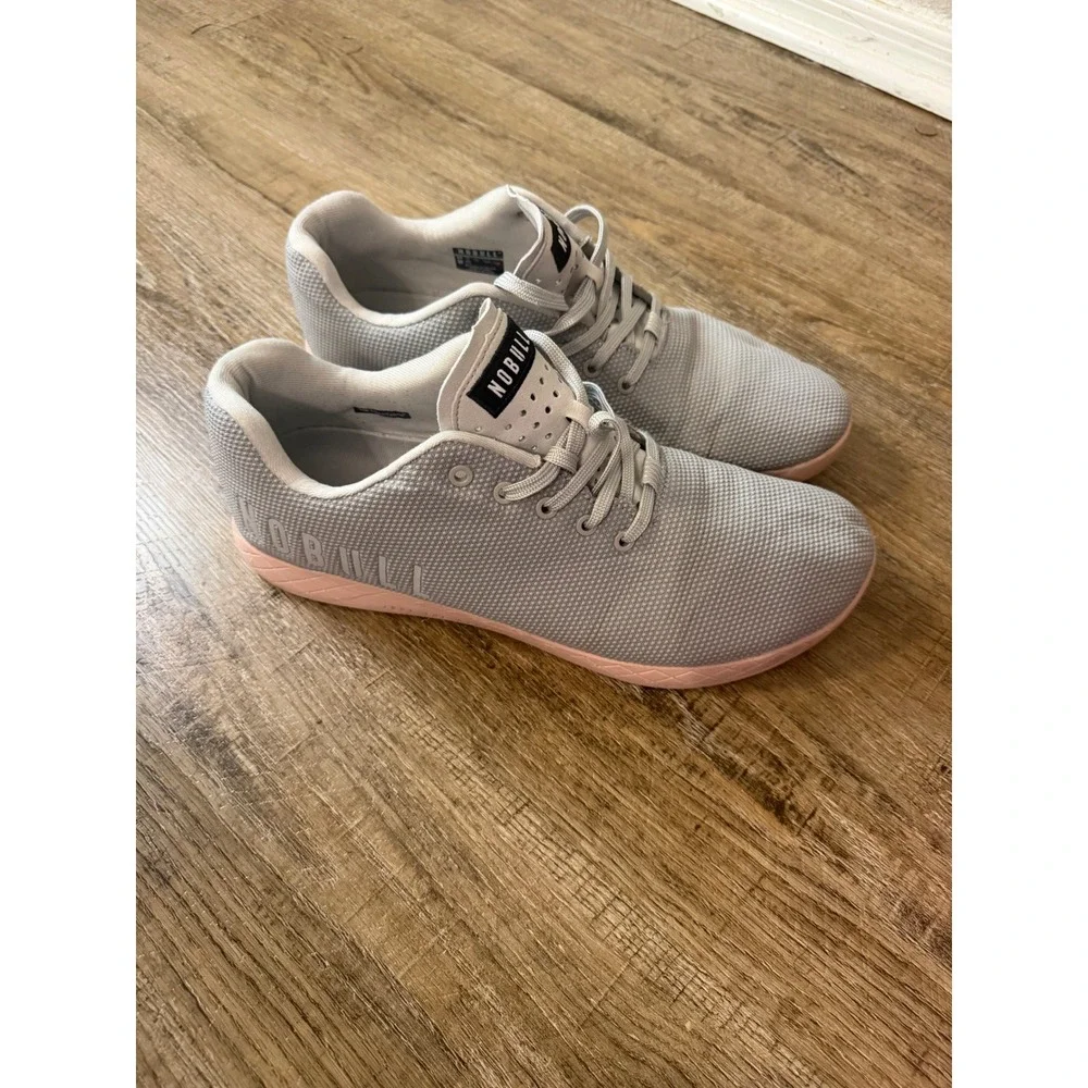 NOBULL SuperFabric Trainer Grey Pink Peach Mens 14  crosstraining shoes